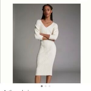 Anthropologie Ivory Striped Midi Dress